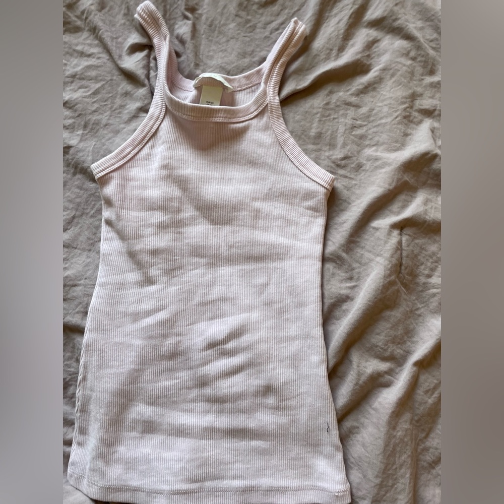 H&M basics pink tank top with a high neck.  Fits size XXS-XS.